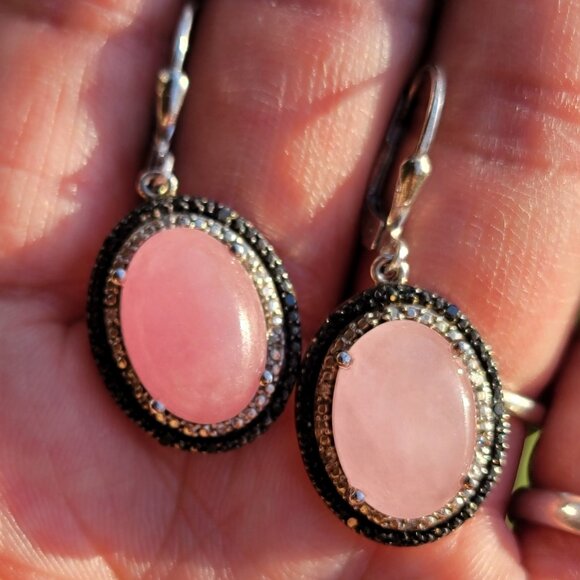 Absolutely stunning rare rose quartz black spinel diamond 925 sterling silver ea - Picture 14 of 16